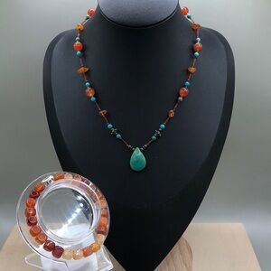Curated bundle gemstone sterling silver 925 jewelry set necklace and bracelet